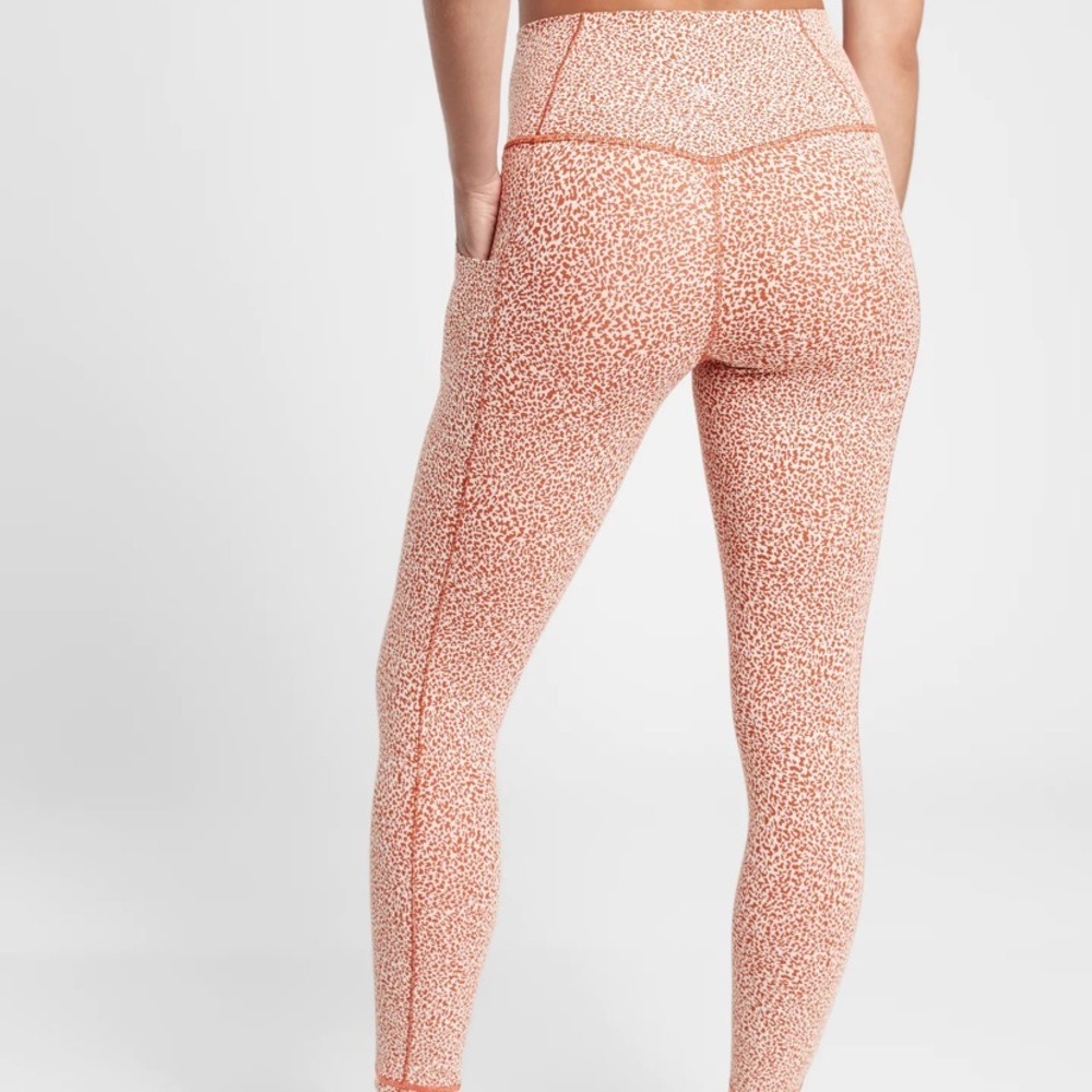 Athleta Orange & White Cheetah Patterned Leggings